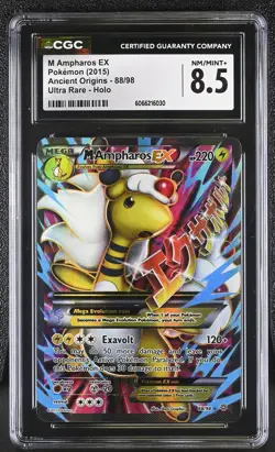CGC 8.5 M Ampharos EX 2015 Ancient Origins 88/98 Ultra Rare Holo Pokemon Card - Image 1