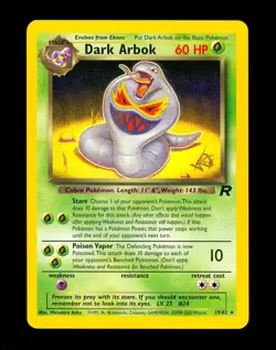 2000 Pokemon DARK ARBOK Team Rocket W STAMPED Non Holo PROMO Set Card 19/82 WotC - Image 1