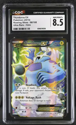 CGC 8.5 Thundurus EX 2015 Roaring Skies 98/108 Ultra Rare Holo Pokemon Card - Image 1