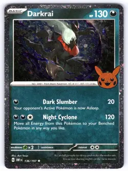 Darkrai (Cosmos Holo) 136/197 Holo Rare Trick or Trade BOOster 2024 Pokemon Holo - Image 1