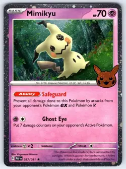 Mimikyu 037/091 Holo Rare Trick or Trade BOOster 2024 Pokemon - Image 1