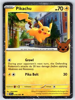 Pikachu 018/091 Holo Rare Trick or Trade BOOster 2024 Pokemon - Image 1