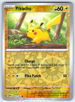 Pikachu 025/165 Common 151 Pokemon Reverse Holo - Image 1