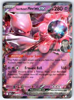 Team Rocket's Mewtwo ex 081 Double Rare Destined Rivals Pokemon Holo - Image 1