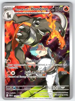 Team Rocket's Houndoom 191 Illustration Rare Destined Rivals Pokemon Holo - Image 1