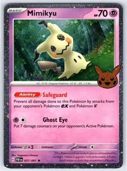 Mimikyu 037/091 Holo Rare Trick or Trade BOOster 2024 Pokemon - Image 1