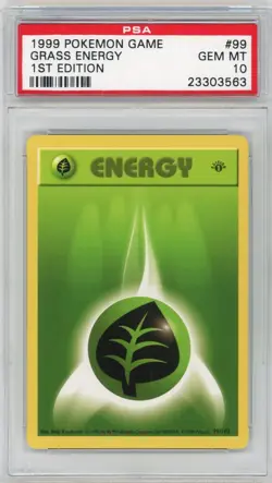 PSA 10 Pokemon TCG 1999 Base Set 1st Edition Shadowless - Grass Energy 99/102 - Image 1