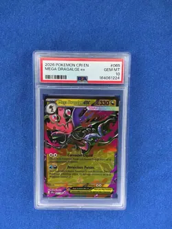 2026 Pokemon CRI EN Mega Dragalge ex #065 PSA 10 - Image 1