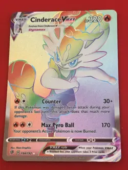 Pokemon TCG Cinderace VMAX Rebel Clash 194/192 Holo Secret Rare NMINT - Image 1