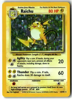 1999 Raichu ⭐ 14/102 Holo Rare Base Set WOTC Vintage Unlimited Pokemon NM/LP - Image 1