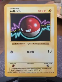 1999 Pokemon Base Set Shadowless Voltorb 67/102 WOTC Common NM - Image 1