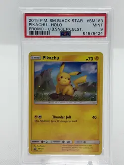 2019 Pokemon SM Black Star Promo Pikachu-Holo #SM183 PSA MINT 9 - Image 1