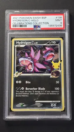 PSA 9 Hydreigon C SWSH138 Black Star Promo Celebrations Pokemon 2021 - Image 1