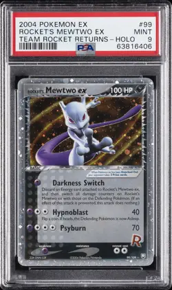 2004 POKEMON EX TEAM ROCKET RETURNS #99 ROCKET'S MEWTWO EX-HOLO PSA 9 - Image 1