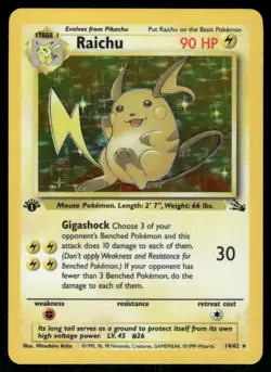 1999 Raichu (14) 14/62 Holo Rare 1st Edition Holo VLP Fossil Pokemon - Image 1