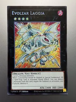Yugioh - Evolzar Laggia Secret Rare BLGG-EN008, Near Mint, 1st Edition - Image 1