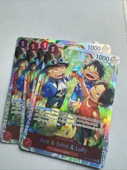 Ace & Sabo & Luffy OP13-007 Super Rare, Carrying on his Will One Piece (4 Cards) - Image 1