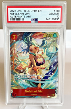 PSA 10 2023 ONE PIECE OP04 KINGDOMS OF INTRIGUE 118 NEFELTARI VIVI ALTERNATE ART - Image 1