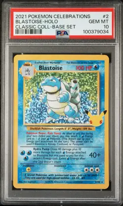 2021 POKEMON CELEBRATIONS BLASTOISE #2 HOLO CLASSIC COLLECTION BASE SET PSA 10 - Image 1