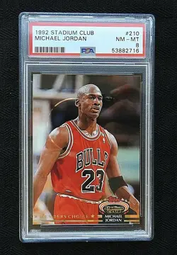 MICHAEL JORDAN 1992 Stadium Club MEMBERS ONLY Card #210 PSA 8 NM-MT Bulls HOF - Image 1
