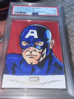 *1/1 Gold Foil Sketch Card* PSA NM 2025/2026 Topps Chrome Marvel CAPTAIN AMERICA - Image 1