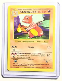 CHARMELEON - 24/102 - SHADOWLESS Base Set - Pokemon Card - EXC / NM - Image 1