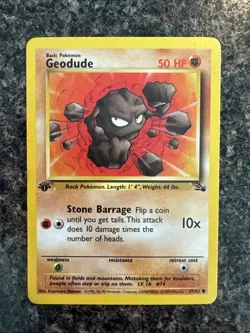 Geodude 47/62 1st Edition Fossil Pokemon Card LP - Image 1