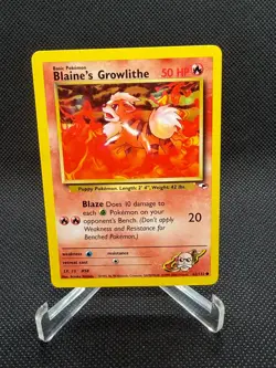 Blaine's Growlithe 62/132 Gym Heroes Common WOTC Pokemon Card LP/EX 2000 - Image 1