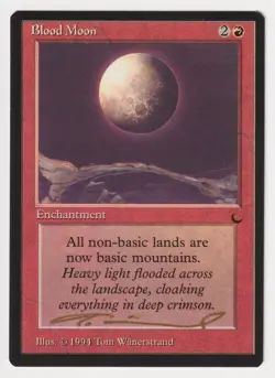Gold Signed Blood Moon NM The Dark Artist Tom Wanerstrand 1994 MTG Magic Rare! - Image 1