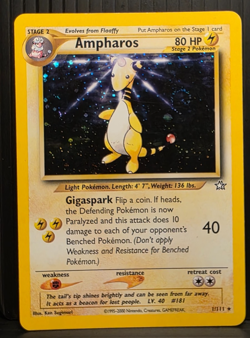 Pokemon TCG Ampharos Neo Genesis 1/111 Holo Unlimited Holo Rare NM SWIRL - Image 1