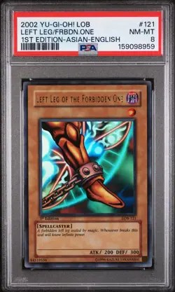 2002 YU-GI-OH! Left Leg of the Forbidden One LOB-121 1st Ed-PSA 8 - Image 1