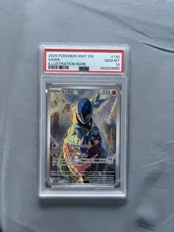 PSA 10 Sawk 130/086 Illustration Rare White Flare Pokemon TCG NM/M - Image 1