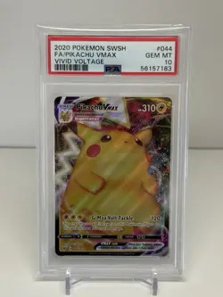 PSA 10 Pikachu VMAX Pokemon TCG 044/185 SWSH FA Vivid Voltage #044 2020 - Image 1