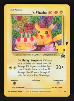 Birthday Pikachu 24 Pokemon Celebrations Collection Holo Card - Image 1