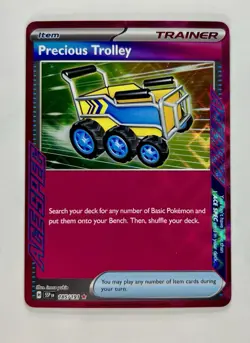Precious Trolley 2024 Pokemon SV Surging Sparks Ace Spec Rare #185/191 * NM - Image 1