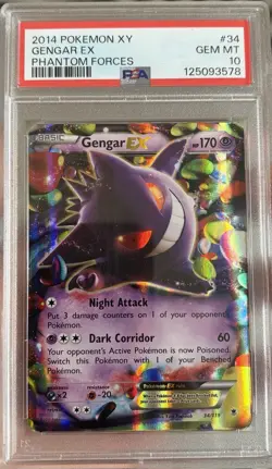 Pokemon TCG PSA 10 Gengar EX Holo 34/119 XY Phantom Forces 2014 - Image 1