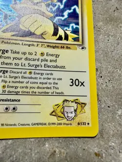 Pokemon Lt. Surge’s Electabuzz 6/132 Holo Rare Gym Heroes Unlimited WOTC 2000 - Image 3