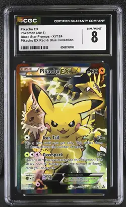 CGC 8 Pikachu EX 2016 Black Star Promos XY124 Holo Pokemon Card - Image 1