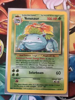 1999 Pokemon Set Unlimited Venusaur Rare Holo #15/102 - Image 1