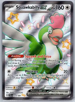 Squawkabilly ex 223/091 Shiny Ultra Rare Paldean Fates Pokemon Holo Near Mint - Image 1