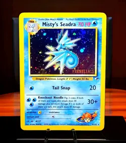 Pokemon TCG Misty's Seadra Holo Rare Gym Heroes Prerelease 9/132 Holofoil Card - Image 1