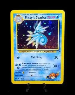 Pokemon TCG Misty's Seadra Holo Rare Gym Heroes Prerelease 9/132 Holofoil Card - Image 2