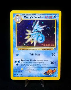 Pokemon TCG Misty's Seadra Holo Rare Gym Heroes Prerelease 9/132 Holofoil Card - Image 4