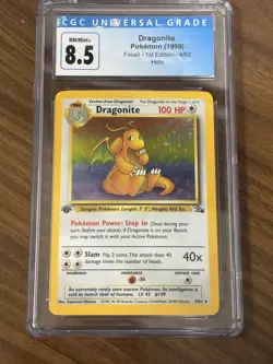 Dragonite Pokemon (1999) Fossil - 1st Edition - 4/62 Holo CGC NM/MINT+ 8.5 - Image 1