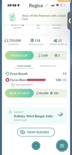 Pokemon Go Legendary Regice ( Normal ) ( 2018 ) - Image 2