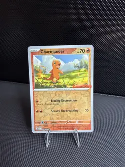 POKEMON CHARMANDER REVERSE HOLO 004/165 GAMESTOP EXCLUSIVE SV: 151 NM - Image 1