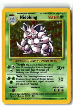 1999 Nidoking ⭐ 11/102 Holo Rare Base Set Unlimited WOTC Vintage Pokemon NM/LP - Image 1