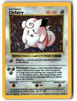 1999 Clefairy ⭐ 5/102 Holo WOTC Vintage Rare Base Set Shadowless Pokemon NM/LP - Image 1