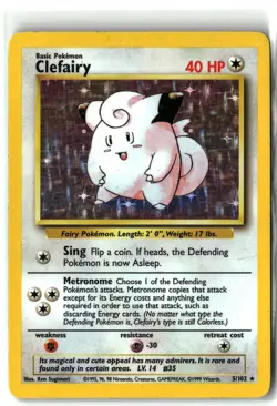 1999 Clefairy ⭐ 5/102 Holo Rare Base Set WOTC Vintage Unlimited Pokemon LP - Image 1