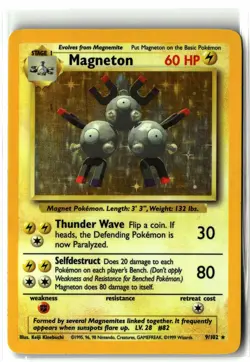 1999 Magneton ⭐ 9/102 Holo Rare Base Set WOTC Vintage Unlimited Pokemon LP - Image 1